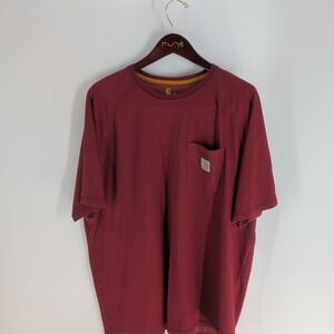 Carhartt Force Relaxed Fit Crew Neck Pocket Classic Pullover T-Shirt Maroon 2XL